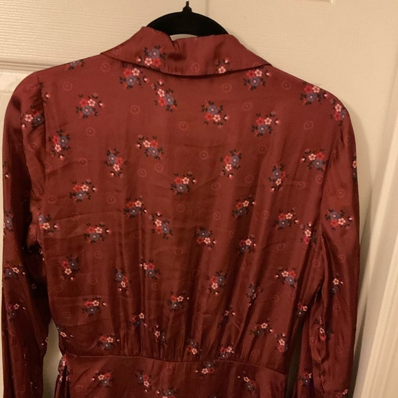 PAIGE Wmns Parisa Mini Wrap Dress W/Long Sleeves in Velvet Red Multi Size m - Picture 11 of 15